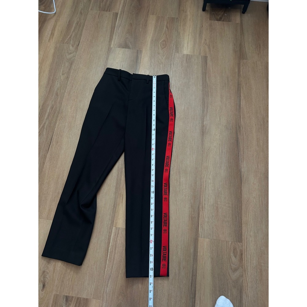Zadig & Voltaire‎ Pomelo Band Black Trousers Red Logo Side Stripe Pants  38 - Picture 10 of 10